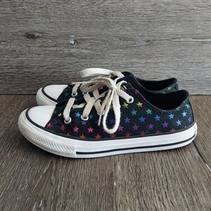 Junior/Girls Rainbow Stars Converse Chuck Taylor All-Star Shoes size 1 Black